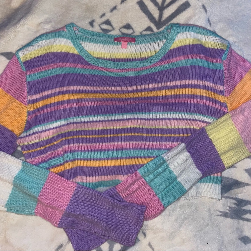 Sugar Thrillz Pastel Striped Sweater - Picture 2 of 4